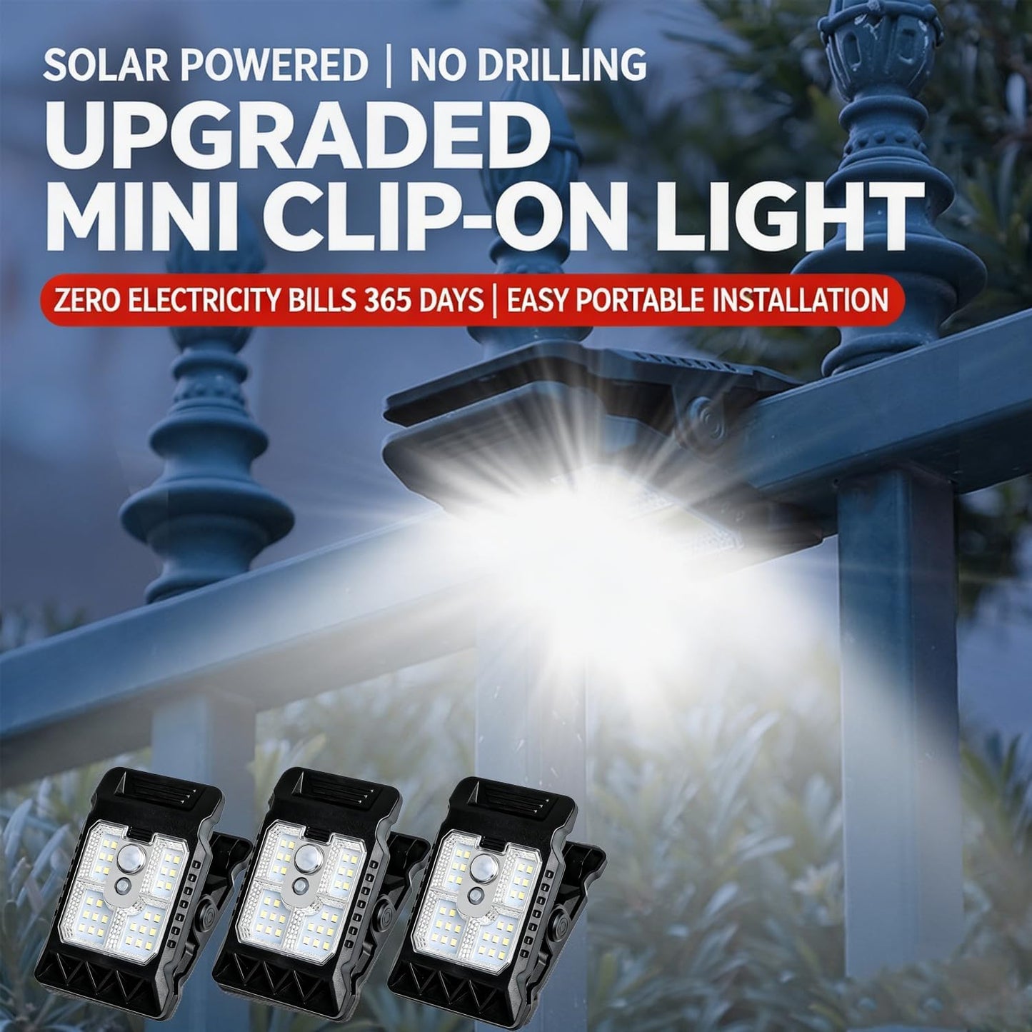 Solar Powered Motion Sensor Clip Lights