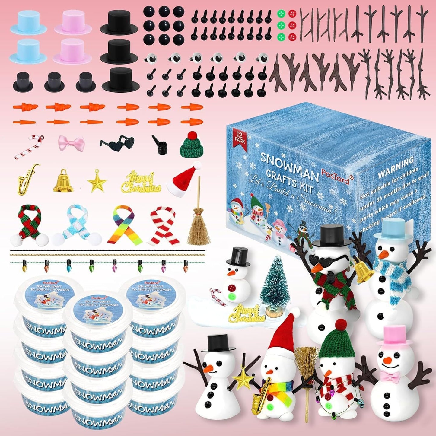 Perfect Christmas gift: 12-pack modeling clay DIY snowman kit