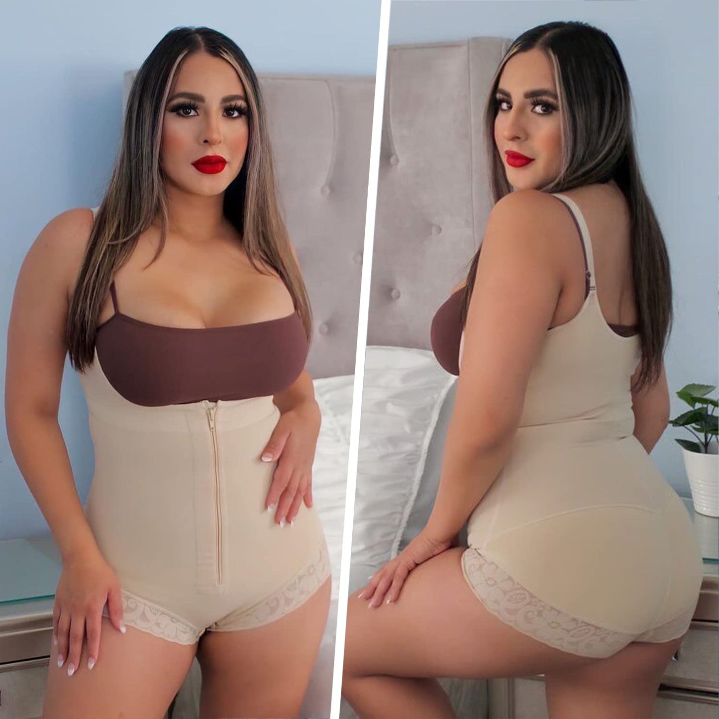 Tummy Control Colombian Open Bust Body Shaper Slimmer Bodysuit