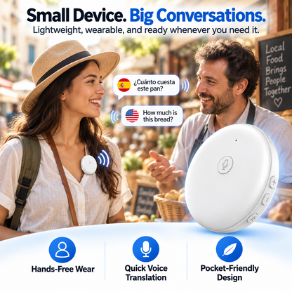 Portable AI Language Translator – 165-Language Two-Way Voice Translator & Speaking Practice Companion