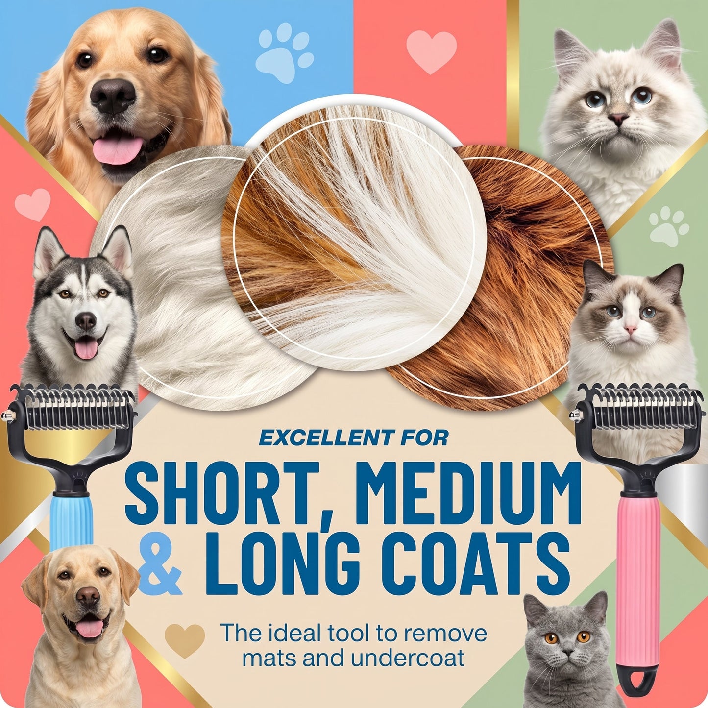💯🐱Flash Sale!🐶 Professional Deshedding Tool For Dogs And Cats,Shedding Removal Easy to Use Essential Grooming