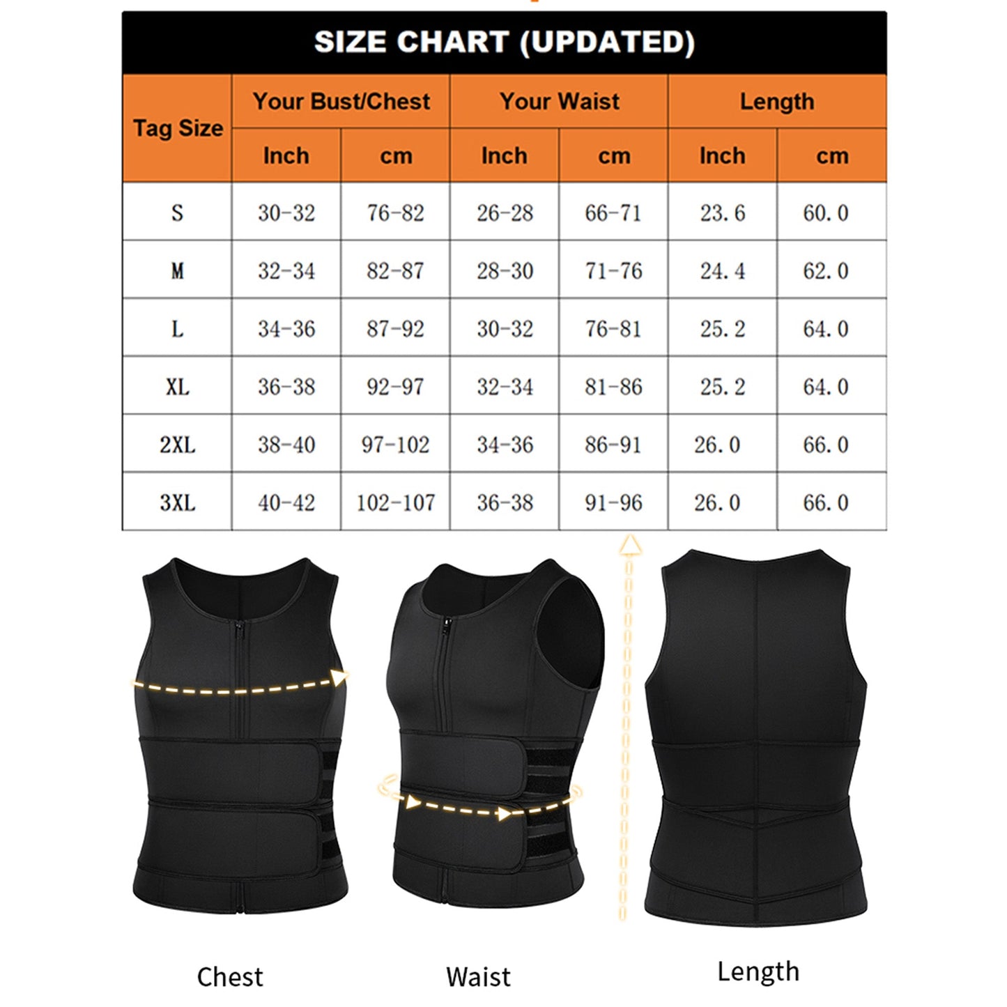 Neoprene Sauna Zipper Waist Trainer Vest Tank Top Trimmer Body Shaper