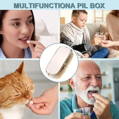 Upgrade-Designed Compact Pill Splitter Box-3-in-1 Medicine Cutter for 1/4 1/2 & 1/3 Doses