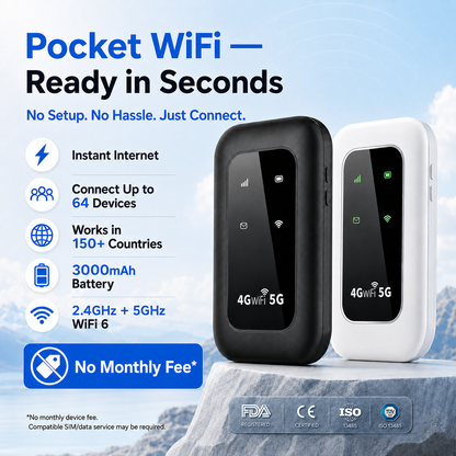 🛜 All-Network Pocket WiFi – Ready in Seconds No Setup! No Hassle! Just Connect!🌐[Power on and use, free for life]