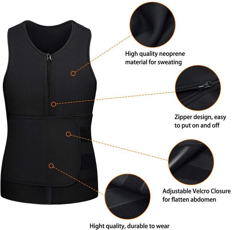 Neoprene Sauna Zipper Waist Trainer Vest Tank Top Trimmer Body Shaper