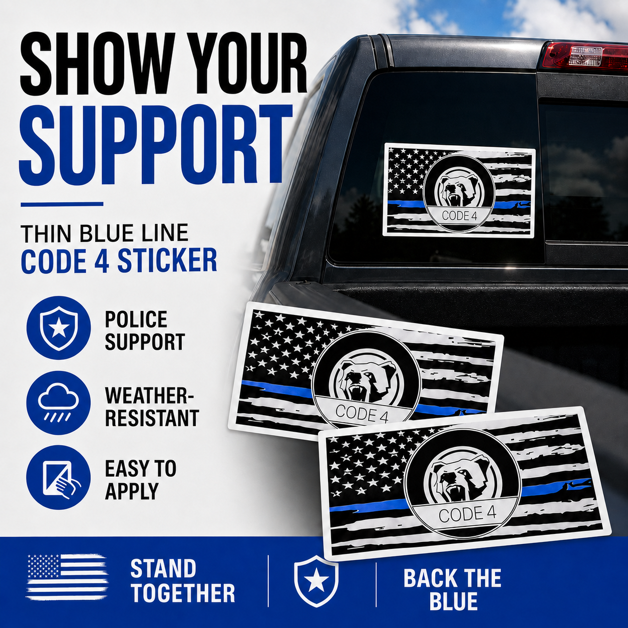 🔥Hot Sale🔥Thin Blue Line Code 4 Sticker - Show Police Support!
