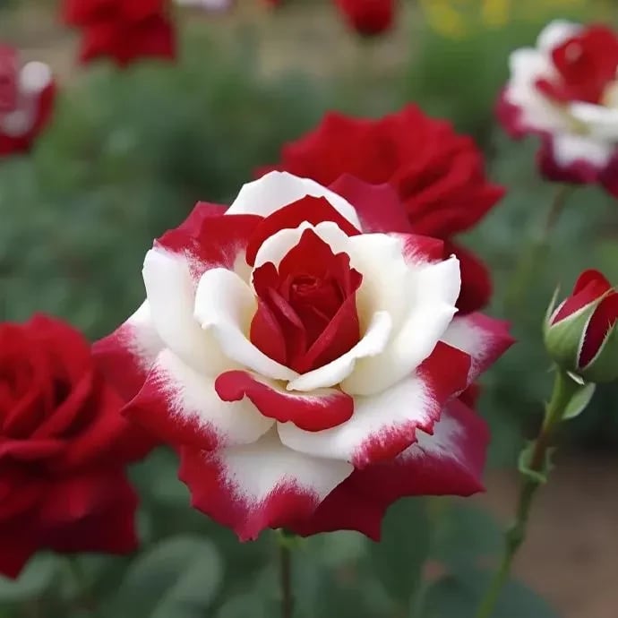 🌹 200/1000pcs Rare Twin Red & White Rose Seeds — Vibrant Garden Blooms