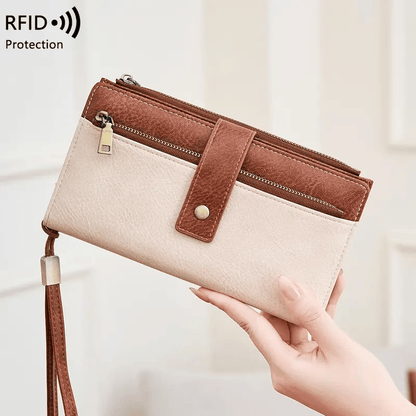 🔥Last Day 49% OFF🔥RFID Blocking Women's Long Wallet: Stylish Solid Leather Clutch (Large Capacity)👛