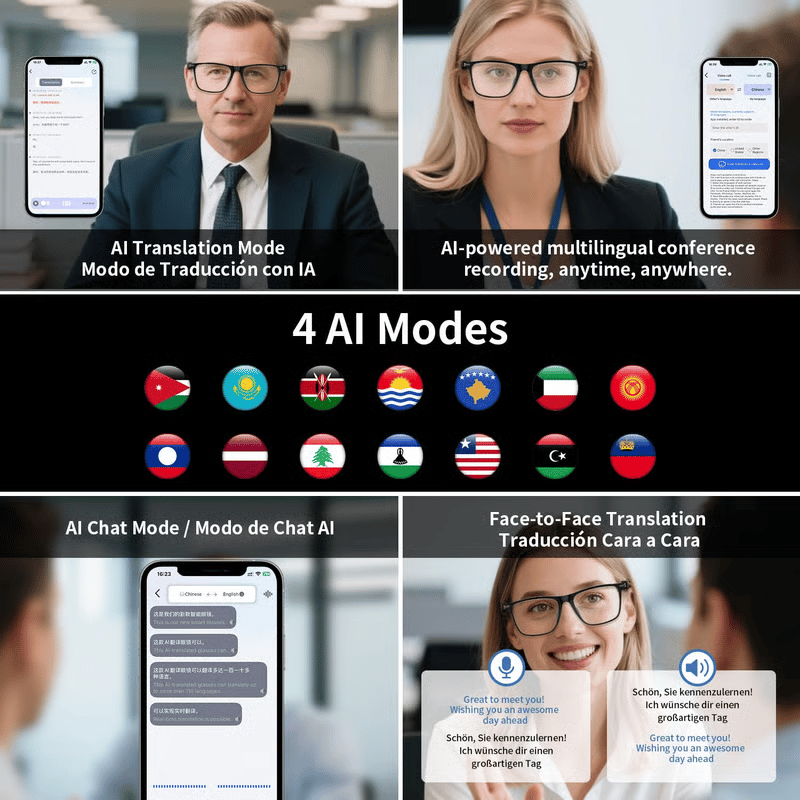 🔥 Black Friday Sale Is On Fire!🔥 AI Interpretation Smart Glasses🕶️33-Language Translation, Photochromic Lenses, AI Chat & Hands-Free Audio