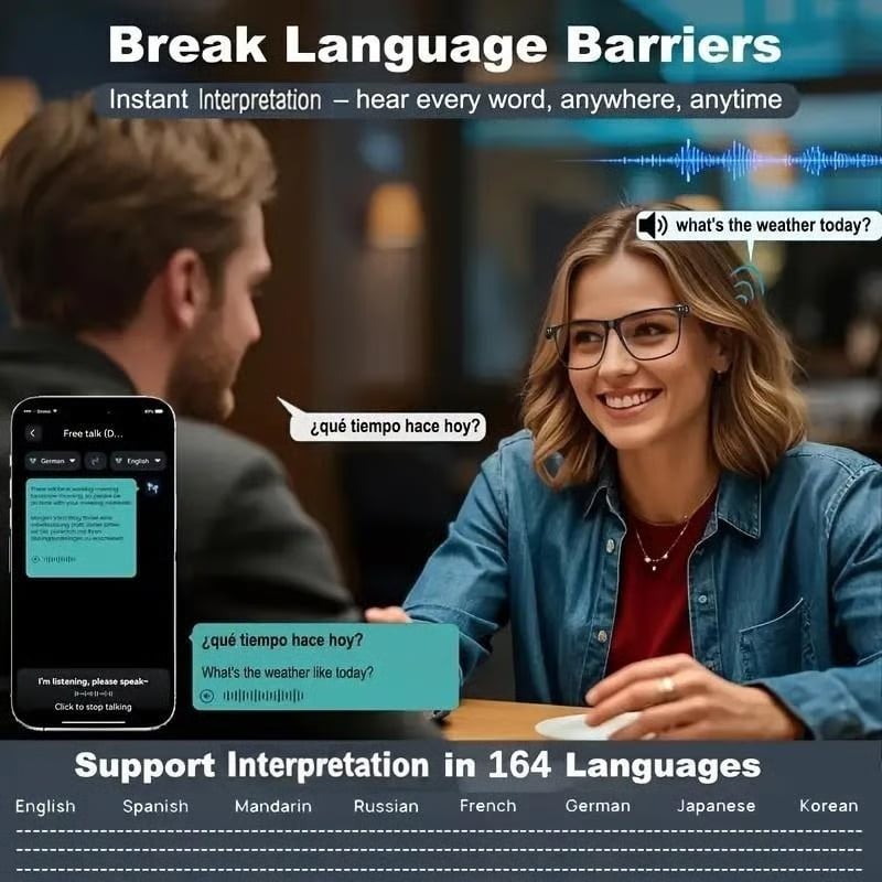 🔥 Black Friday Sale Is On Fire!🔥 AI Interpretation Smart Glasses🕶️33-Language Translation, Photochromic Lenses, AI Chat & Hands-Free Audio