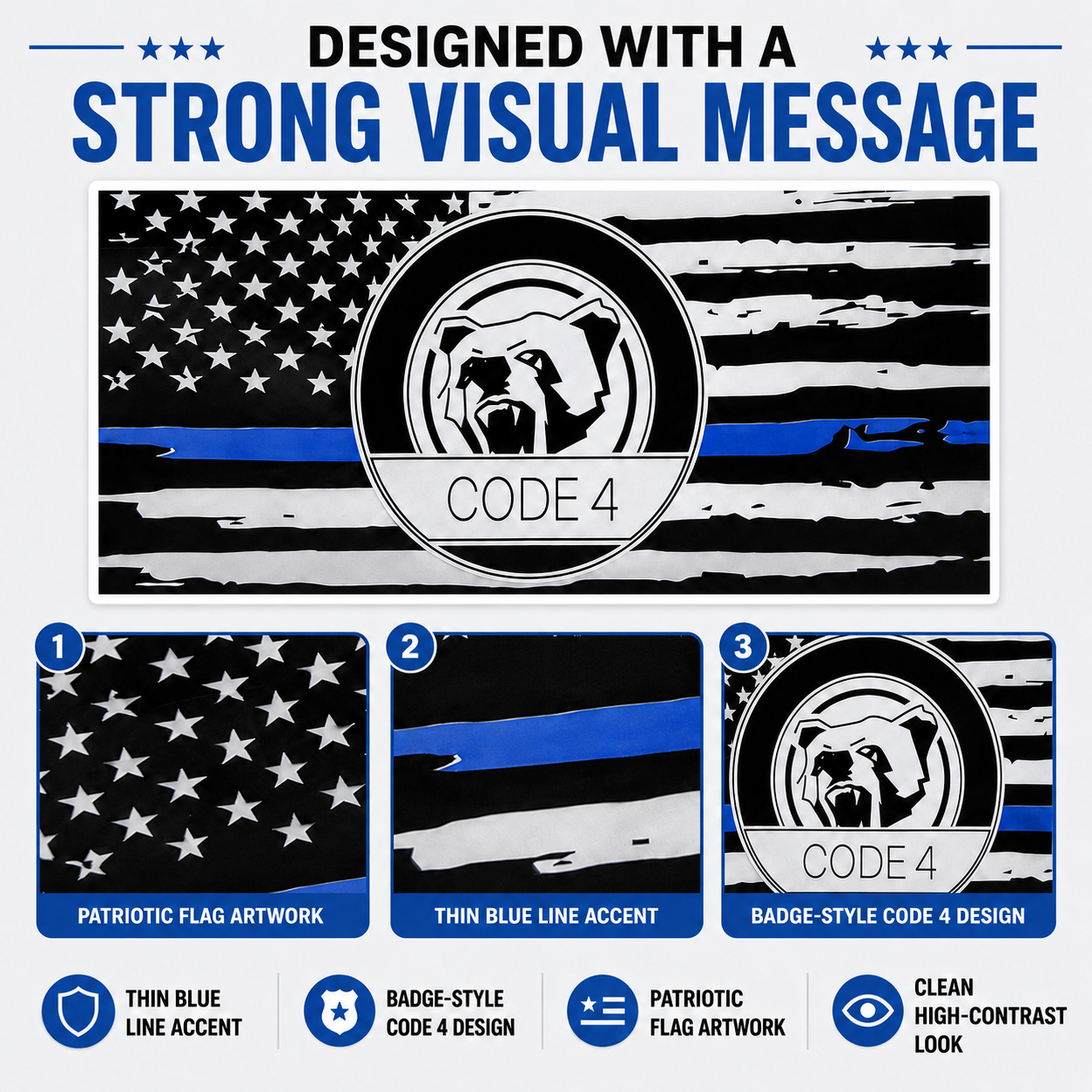 🔥Hot Sale🔥Thin Blue Line Code 4 Sticker - Show Police Support!