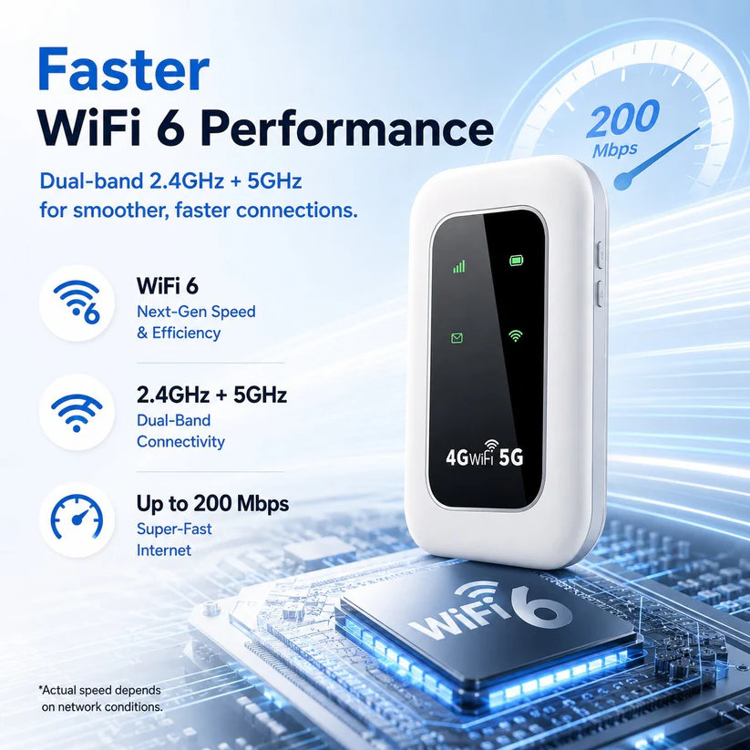 🛜 All-Network Pocket WiFi – Ready in Seconds No Setup! No Hassle! Just Connect!🌐[Power on and use, free for life]