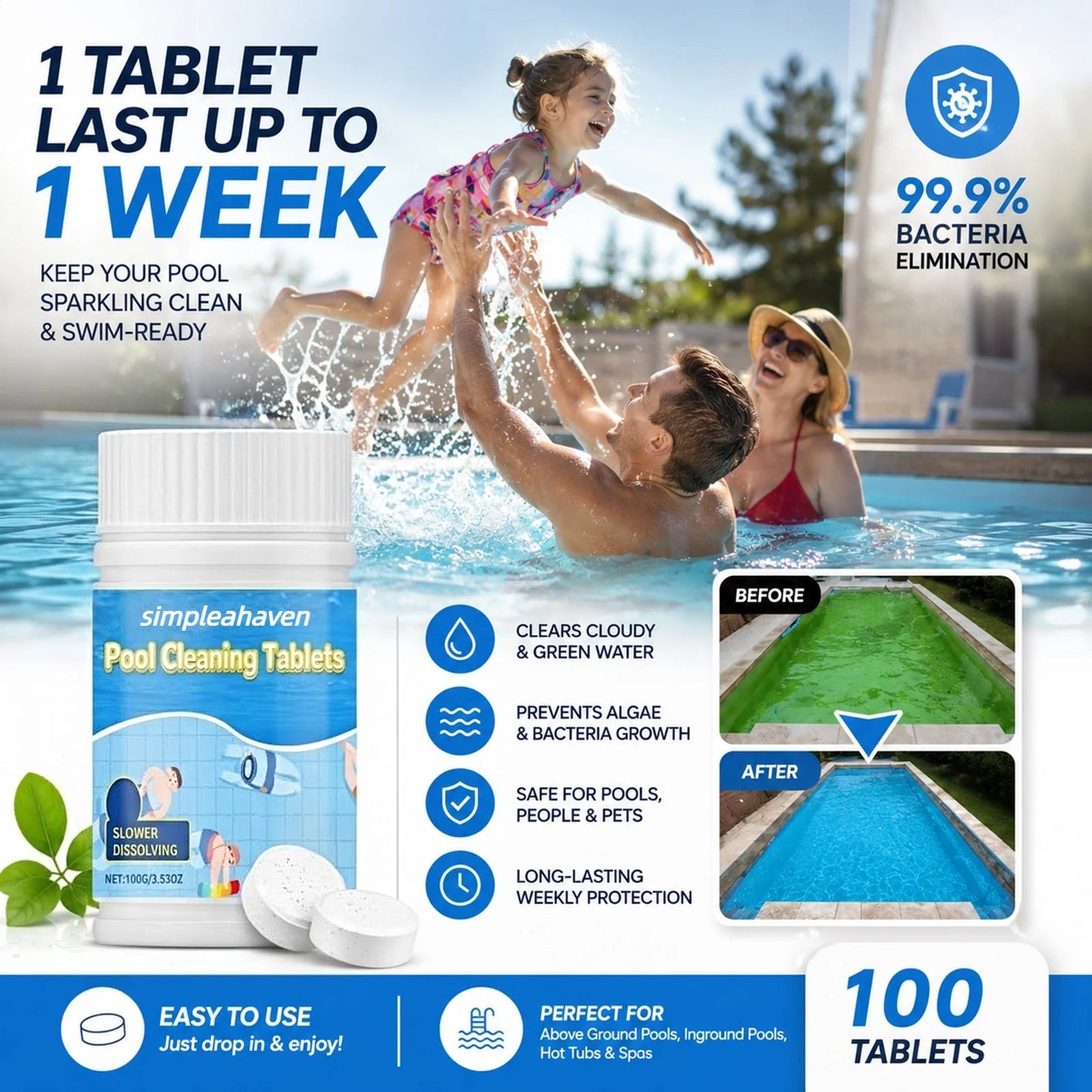 The Next-Gen Pool Purifier is here ✨ 2X Stronger Algae Control, Gentle & Safe for Kids! 👨‍👩‍👧‍👦