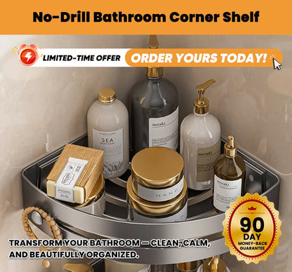 No-Drill Bathroom  Corner Shelf
