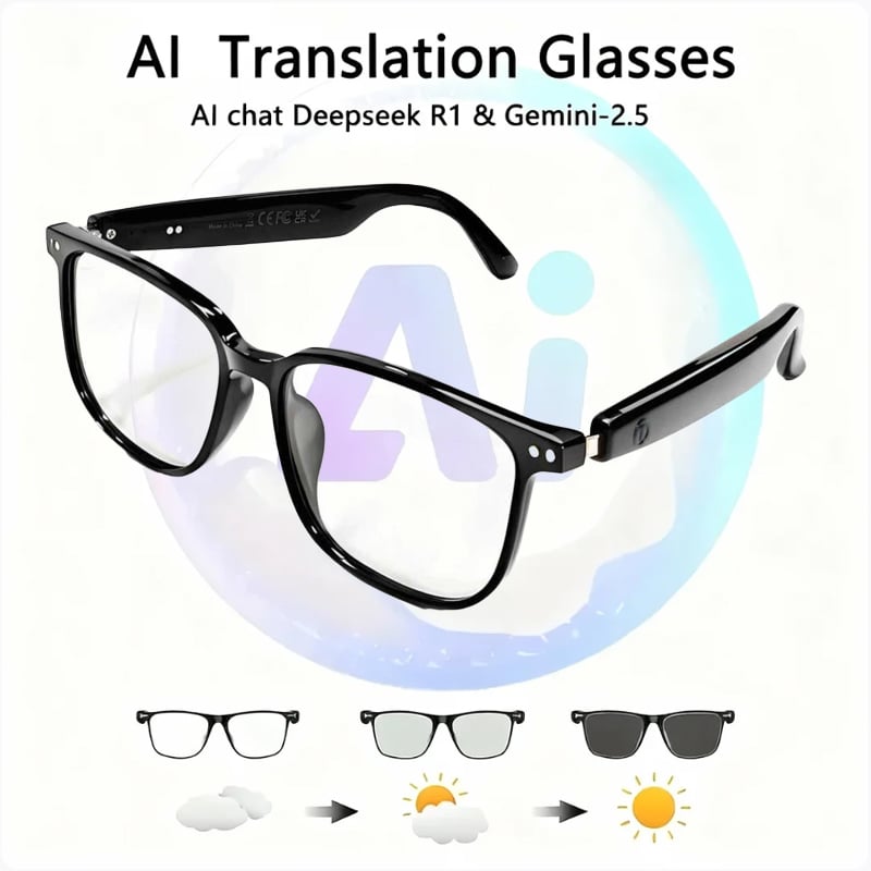 🔥 Black Friday Sale Is On Fire!🔥 AI Interpretation Smart Glasses🕶️33-Language Translation, Photochromic Lenses, AI Chat & Hands-Free Audio