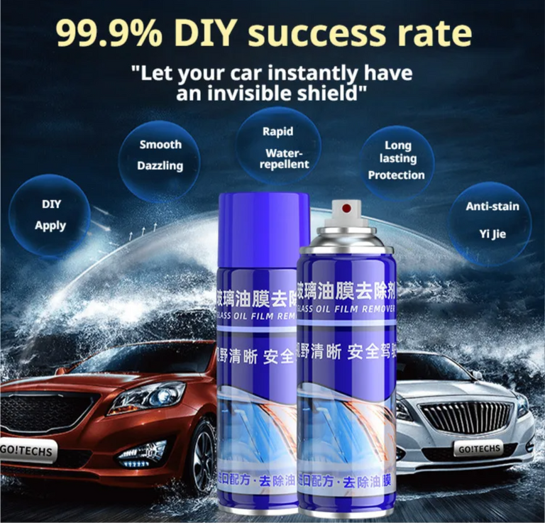 Powerful glass oil film remover🚗Stain removal, Water repellent, Anti-fog