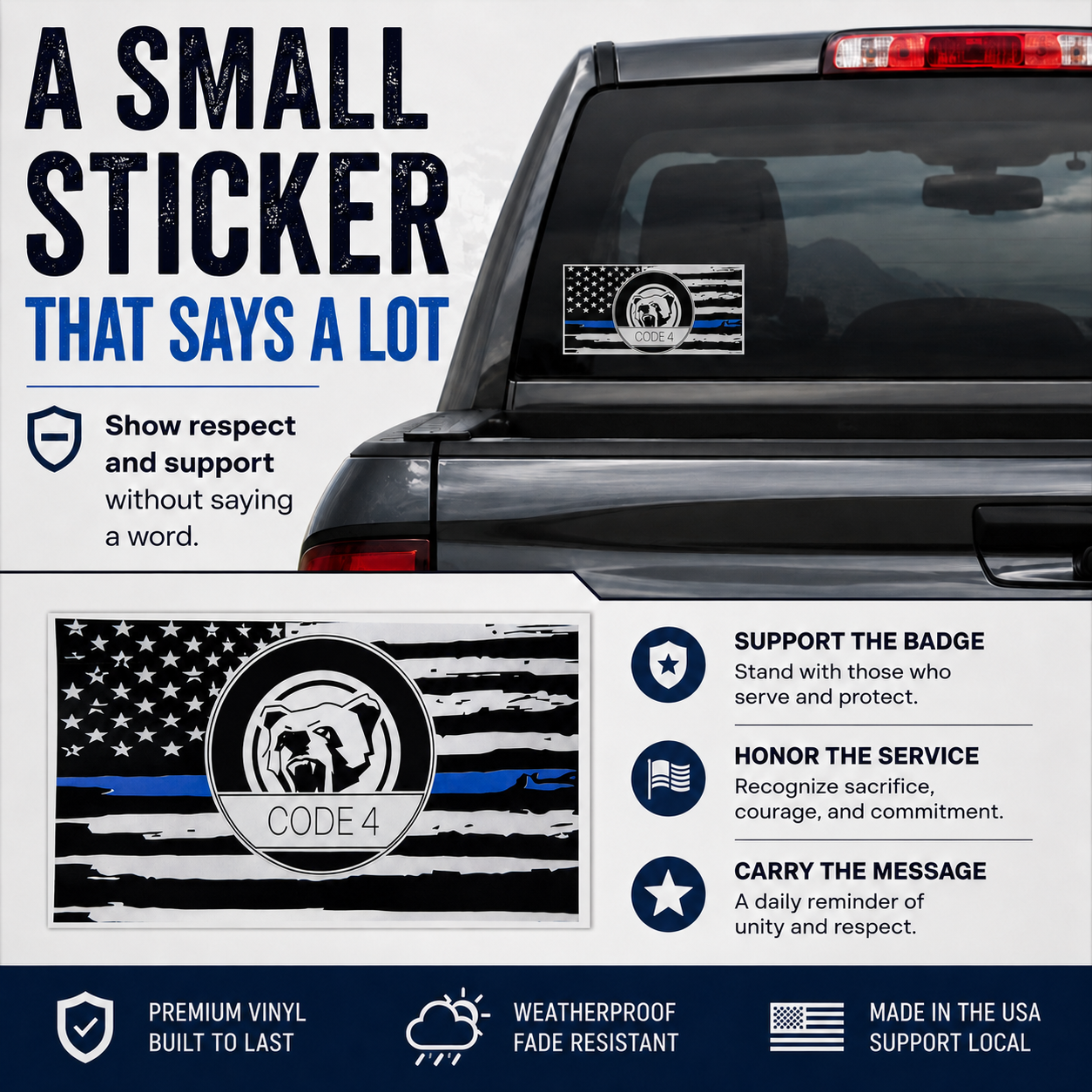 🔥Hot Sale🔥Thin Blue Line Code 4 Sticker - Show Police Support!