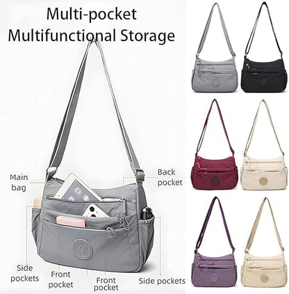 Solid Color Fashionable Multi-pocket Zipper Crossbody Bag