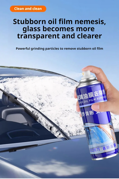 Powerful glass oil film remover🚗Stain removal, Water repellent, Anti-fog