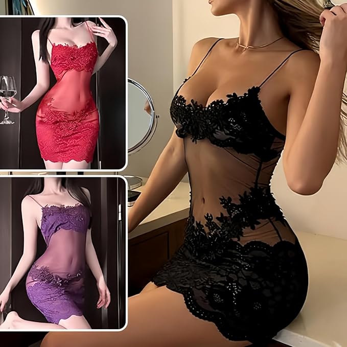 Solid Color Lace Sexy Nightgown