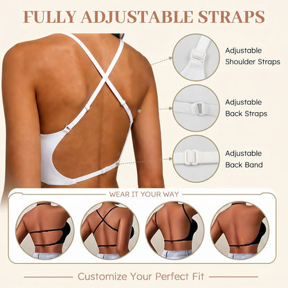 Women’s Solid Color Wireless Backless Bra