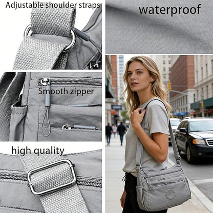 Solid Color Fashionable Multi-pocket Zipper Crossbody Bag
