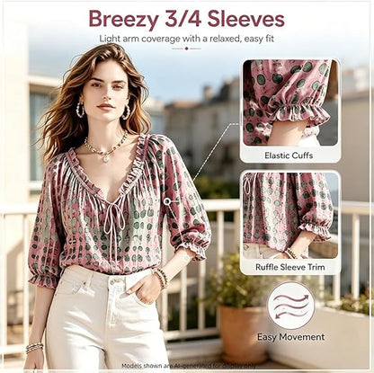 Polka Dot Lace Up Blouse