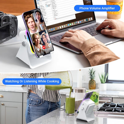 Wireless Induction Speaker 5-in-1 Bluetooth Speaker with Phone Stand,Stereo Sound