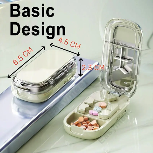 Upgrade-Designed Compact Pill Splitter Box-3-in-1 Medicine Cutter for 1/4 1/2 & 1/3 Doses