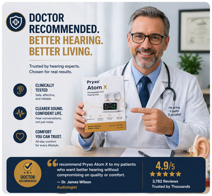 🔥 Only 1 Hours Left! 👂 Pryxo™ Atom X Smart Hearing Aids — Clearer Sound, More Comfortable Living 💖🔊