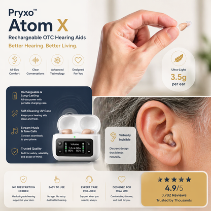 🔥 Only 1 Hours Left! 👂 Pryxo™ Atom X Smart Hearing Aids — Clearer Sound, More Comfortable Living 💖🔊