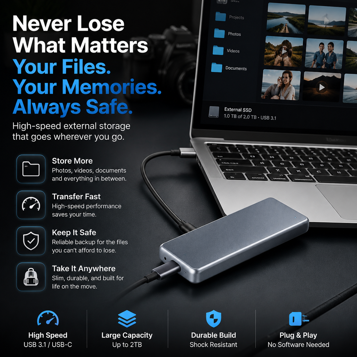 🔥🔥🔥🔥 LAST DAY 50% OFF-Portable External SSD – Protect Your Photos, Videos & Important Files