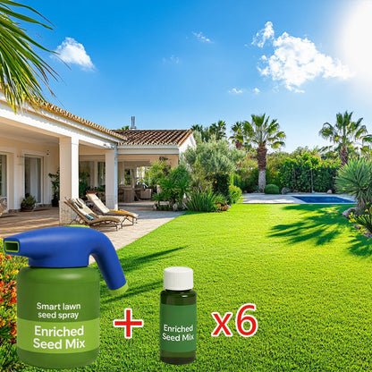 Easy Spray-On Grass Seed & Fertilizer Solution - Instantly Restore Thicker, Greener Lawns in Days (Includes Sprayer & Formula