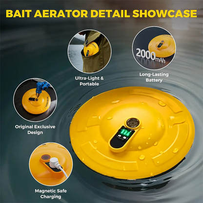 🔥Portable Bait Aerator Pump, Floating Oxygen Bubbler with Rechargeable Battery, Compact Design for Buckets and Transport
