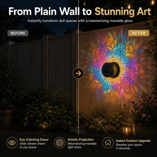 Solar MandalaWall Light Projector Turn Walls Into Nighttime Art