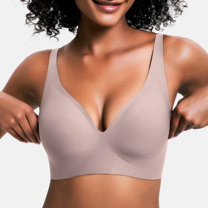 🎁 🔥Womens Comfortable Wireless Bras Push Up Bralettes Seamless Tshirts Bras Deep V Everyday Bras