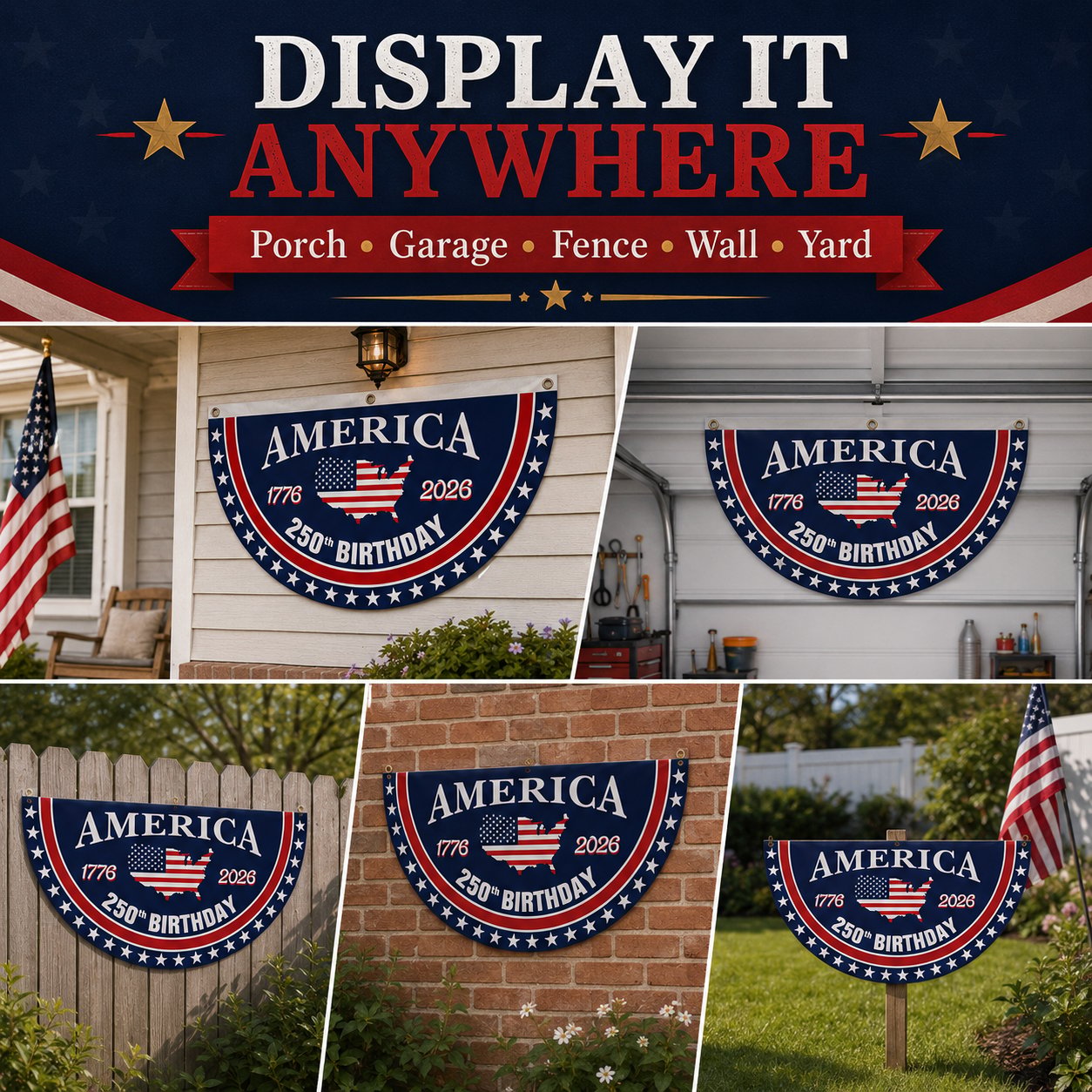 America 250th Anniversary Patriotic Banner