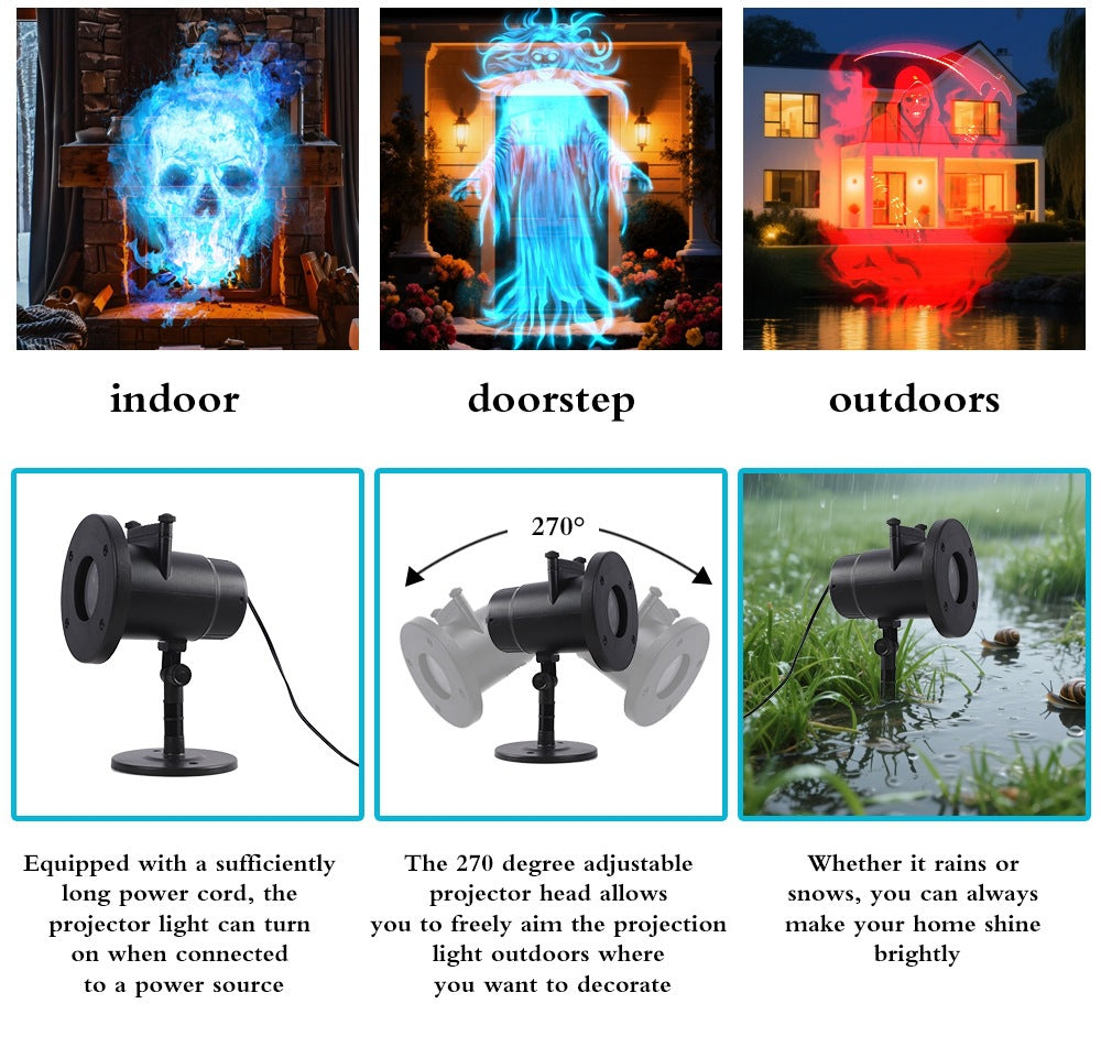 🔥Halloween Skull Dynamic Light 10 Unique HD Projection Patterns