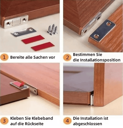 InvisiLock™ | Ultradünne Unsichtbare Schranktürmagnete (4er-Satz)