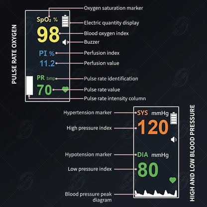 2 In 1 Dual Function Blood Oxygen and Blood Pressure Monitor