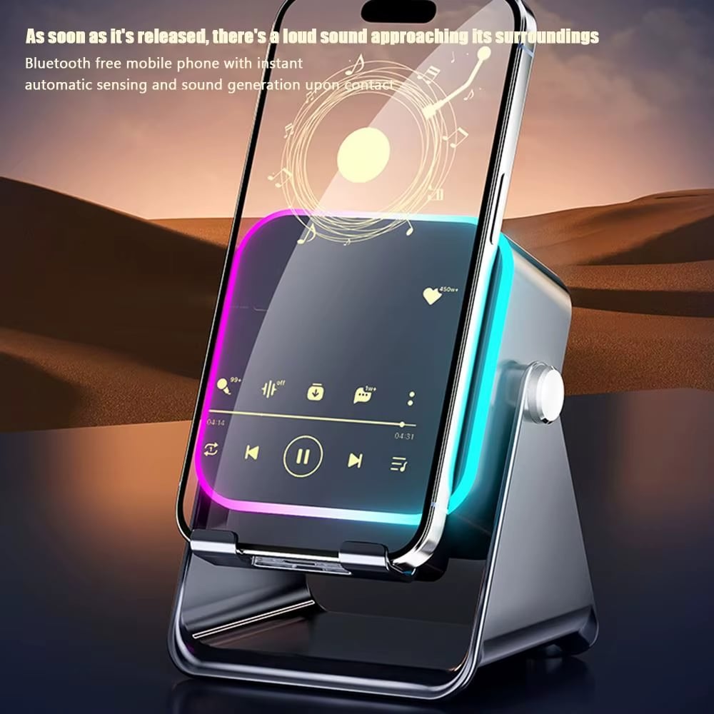Wireless Induction Speaker 5-in-1 Bluetooth Speaker with Phone Stand,Stereo Sound