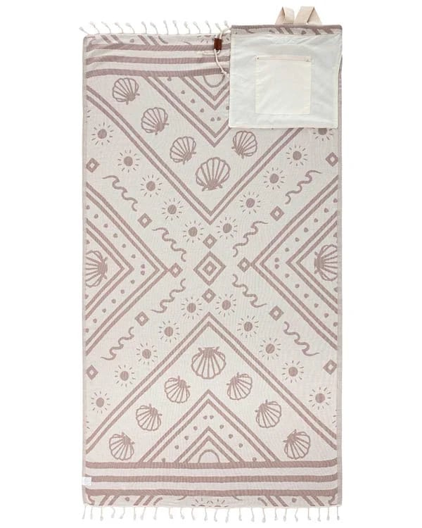 ⏰LAST DAY $20 OFF - 🏖️Sand Cloud 2-in-1 Turkish Cotton Towel Bag with Inner Zip Pocket & Sand-Repelling Fabric