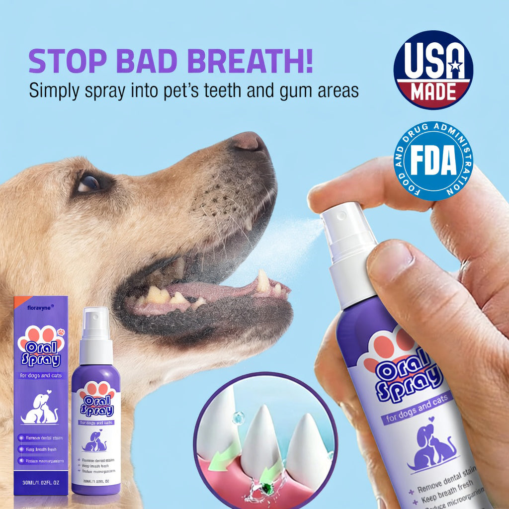 floravyne® Pet Oral Spray ✅ Freshen Breath, Remove Tartar & Promote gum regeneration, stabilize teeth 🦷-$AC